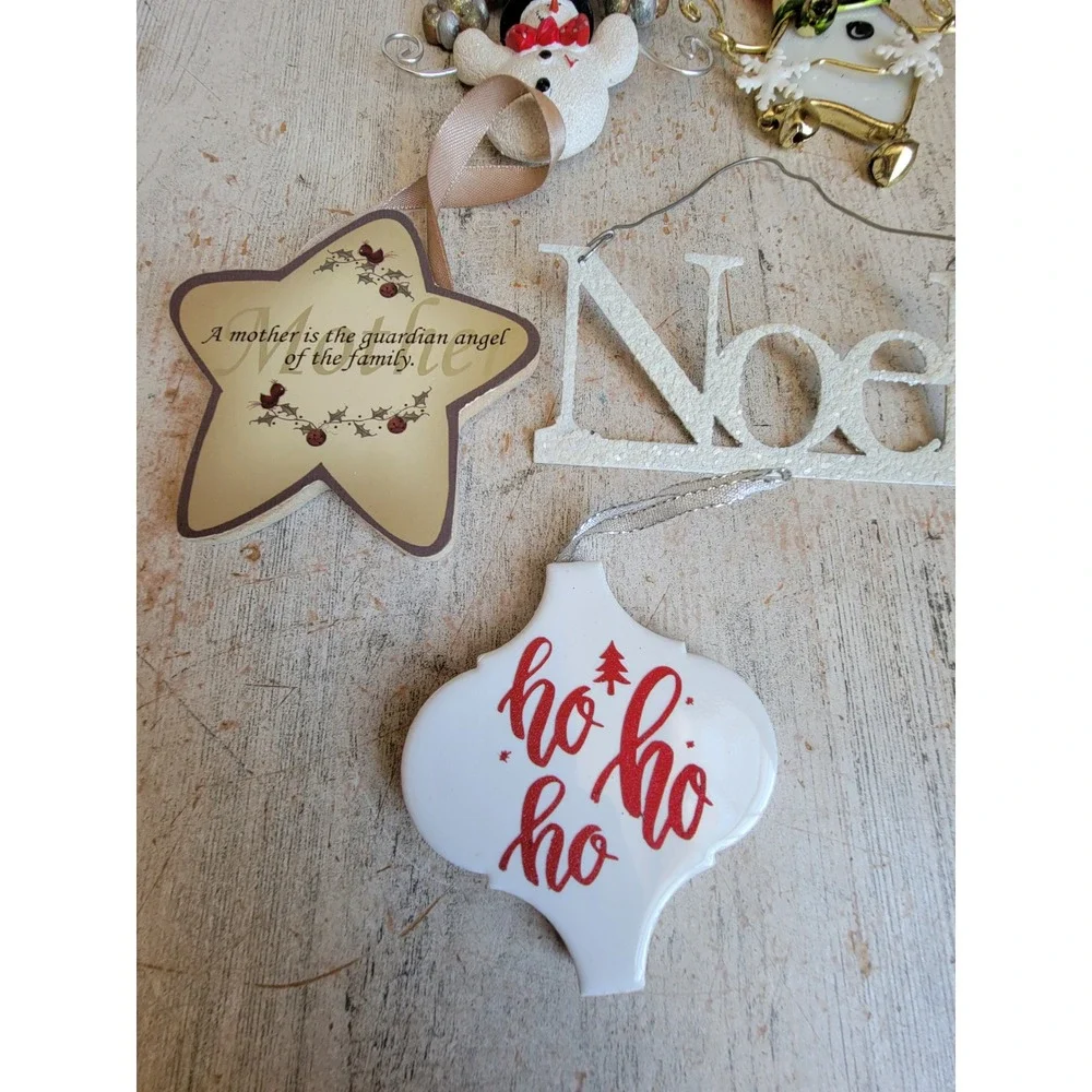 Vintage variety Xmas ornament Noel glitter snowman millennium set unique